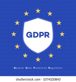 GDPR concept. General Data Protection Regulation. EU flag. Vector Illustration 10 eps