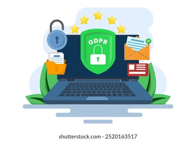 Concepto GDPR, Normativa General de Protección de Datos, Seguridad de la red de datos, Protección de datos confidenciales, Seguridad del Web, Tecnología de seguridad, Información personal. Protección contra la fuga de información.