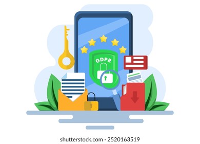 GDPR Concept, General Data Protection Regulation, Network data security, Confidential data protection, Web security, Security technology, Personal information. Protecting against information leakage.