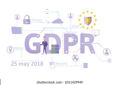 GDPR concept illustration. General Data Protection Regulation. The protection of personal data. Vector, isolated on white background.