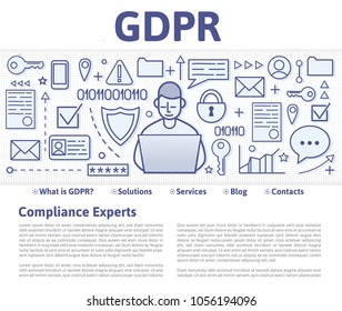 GDPR concept illustration. General Data Protection Regulation. The protection of personal data. Vector design template of website header, banner or poster.