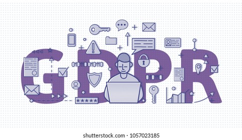 GDPR concept illustration. General Data Protection Regulation. The protection of personal data. , isolated on white background.