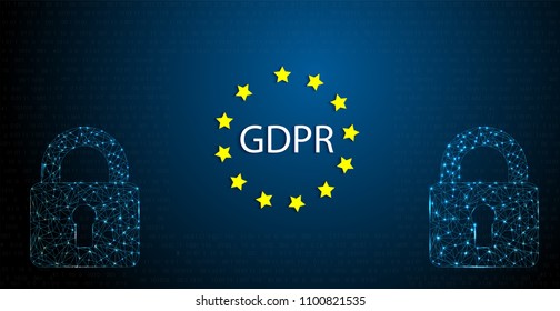 GDPR concept illustration. General Data Protection Regulation abbreviation. Law about personal data protection. Composition from letters GDPR and icons.