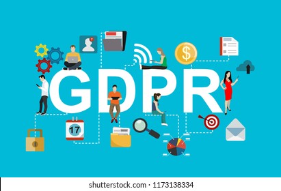 GDPR concept illustration. Idea of data protection. Flat vector design illustration.