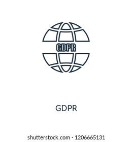 GDPR concept line icon. Linear GDPR concept outline symbol design. This simple element illustration can be used for web and mobile UI/UX.