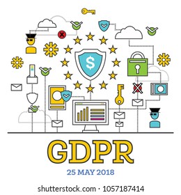 Concepto de GDPR. Ilustración vectorial. Reglamento general de protección de datos. La Protección de Datos Personales.