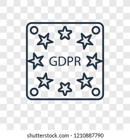 GDPR concept vector linear icon isolated on transparent background, GDPR concept transparency concept in outline style