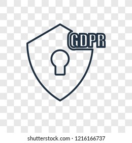 GDPR concept vector linear icon isolated on transparent background, GDPR concept transparency concept in outline style