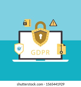 
GDPR and cyber security, confidential database. General data protection regulation, personal information control, browser cookies permission concept