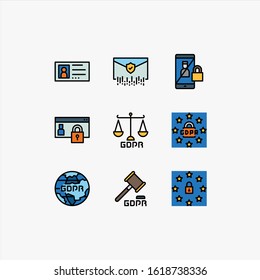 GDPR Data Privacy vector icon set