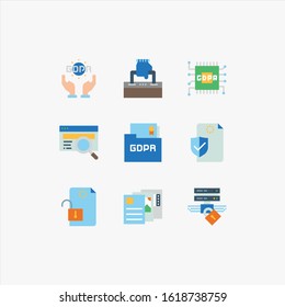 GDPR Data Privacy vector icon set
