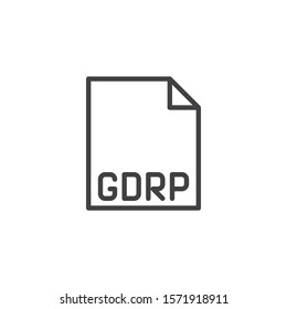 GDPR document file line icon. linear style sign for mobile concept and web design. General Data Protection Regulation outline vector icon. Symbol, logo illustration. Vector graphics