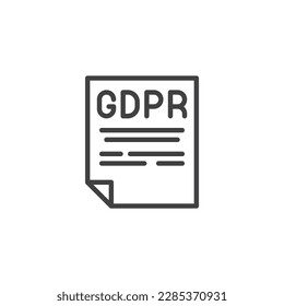 GDPR document line icon. linear style sign for mobile concept and web design. GDPR policy document outline vector icon. Symbol, logo illustration. Vector graphics