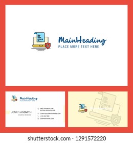 GDPR document on laptop Logo design with Tagline & Front and Back Busienss Card Template. Vector Creative Design