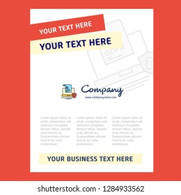 GDPR document on laptop Title Page Design for Company profile ,annual report, presentations, leaflet, Brochure Vector Background