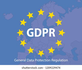 gdpr, eu flag, general data protection regulation, europe map background 