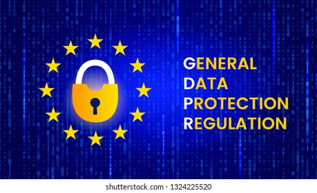 GDPR - European Union Data Protection Act. Modern banner with EU flag and protection symbol. vector illustration