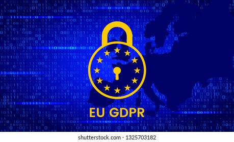 GDPR - European Union Data Protection Act. Modern banner with EU flag and protection symbol. vector illustration