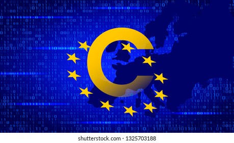 GDPR - European Union Data Protection Act. Modern banner with EU flag and protection symbol. vector illustration