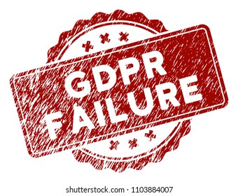 GDPR Failure rubber stamp seal. Vector element with distress style and retro texture in red color. Designed for overlay watermarks and distressed seal imitations.