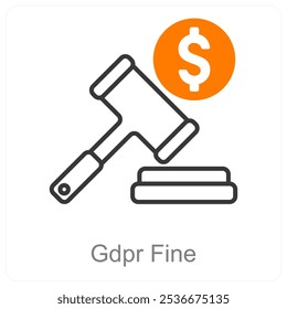 Conceito de ícone Gdpr Fine e GDPR