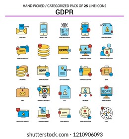 GDPR Flat Line Icon Set - Business Concept Icons Design