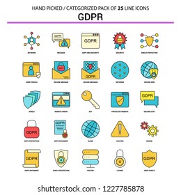 GDPR Flat Line Icon Set - Business Concept Icons Design
