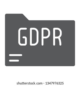 Gdpr folder glyph icon, information and document, file sign, vector graphics, a solid pattern on a white background, eps 10.