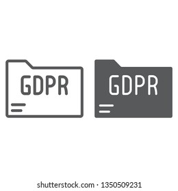 Gdpr folder line and glyph icon, information and document, file sign, vector graphics, a linear pattern on a white background, eps 10.