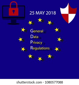 GDPR - General Data Privacy Regulations 25 May 2018. Vector illustration
