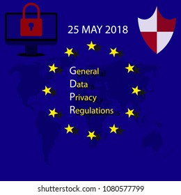 GDPR - General Data Privacy Regulations 25 May 2018. Vector illustration