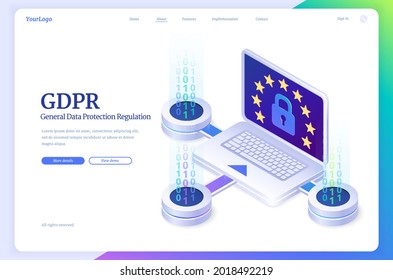 GDPR, General Data Protection Isometric Landing