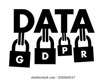 GDPR ( General Data Protection Regulation ) - data and personal information are protected by lock. Vector illustration