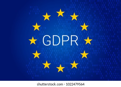 GDPR - General Data Protection Regulation. EU Map And Flag. Vector Illustration