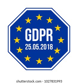 GDPR - General Data Protection Regulation, vector octogonal icon