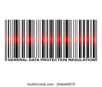 GDPR General Data Protection Regulation Text On Laser Scanned Barcode.