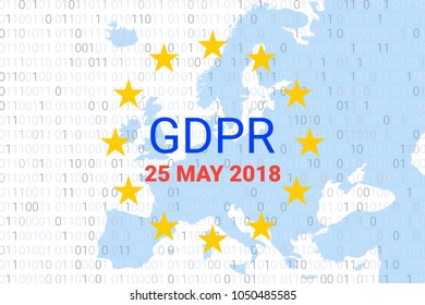 GDPR - General Data Protection Regulation. EU map and flag symbol. Data 25 may 2018. Vector illustration