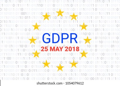 GDPR - General Data Protection Regulation. EU flag symbol. Data 25 may 2018. Vector illustration