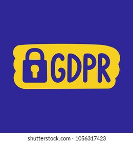 GDPR or General Data Protection Regulation. Vector illustration with lock icon on blue background.