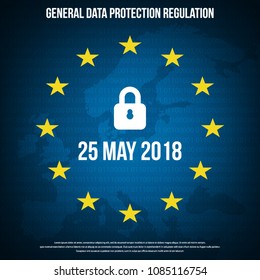 GDPR - General Data Protection Regulation. EU map and flag. Vector illustration