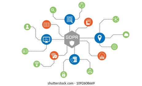 GDPR. General Data Protection Regulation. Cyber security and privacy. Icon vector graphic.