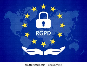 GDPR - General Data Protection Regulation. world map andeu flag. illustration