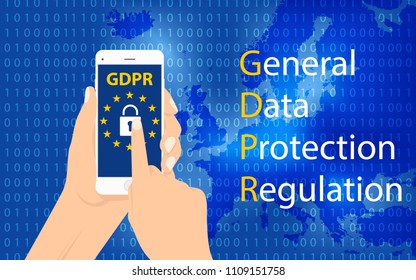 Gdpr general data protection regulation. Eu computer safeguard regulations and data encryption vector concept. General Data Protection Regulation