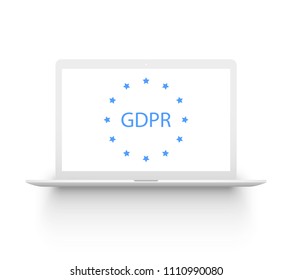 GDPR - General Data Protection Regulation, letters on computer display