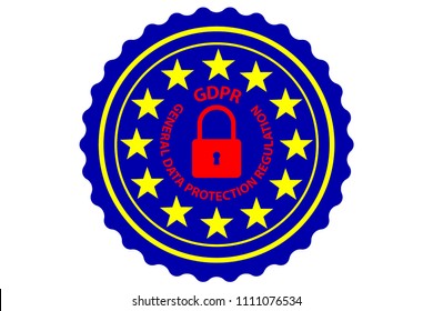 GDPR (General Data Protection Regulation) - sticker - vector - yellow, blue and red, 