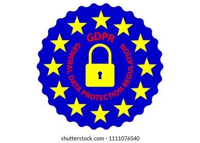 GDPR (General Data Protection Regulation) - sticker - vector - yellow, blue and red, 