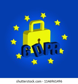 GDPR - General Data Protection Regulation. 3d vector icon.