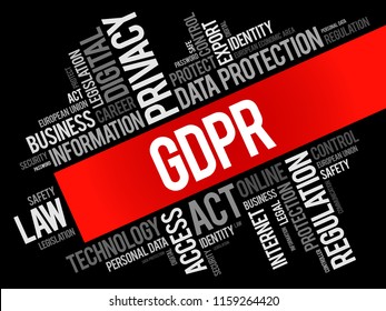 GDPR - General Data Protection Regulation word cloud collage, technology concept background