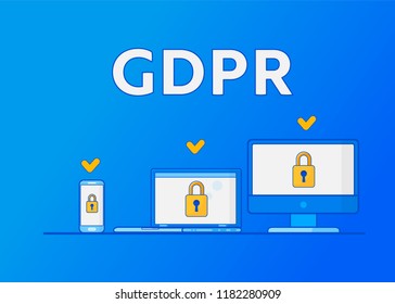GDPR General Data Protection Regulation. Protection of personal data. Vector illustration.