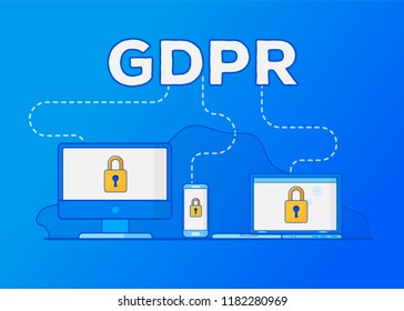 GDPR General Data Protection Regulation. Protection of personal data. Vector illustration.